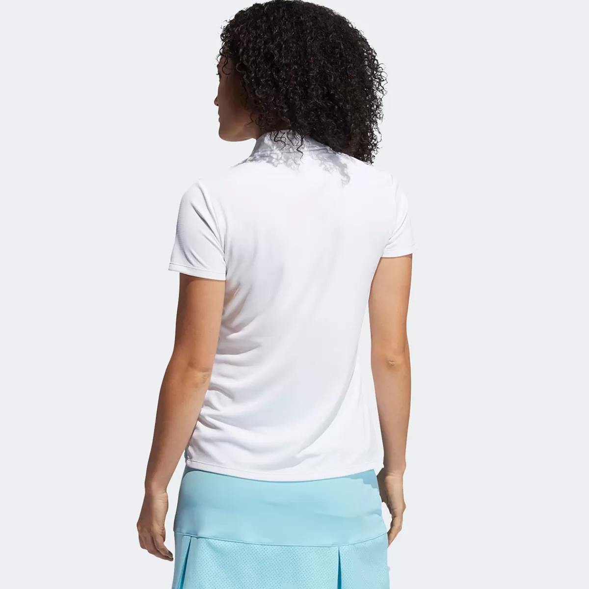 Clearance adidas Golf Adidas Ladies Heat.Rdy Zip Short Sleeve Golf Polo Shirt White/Hazy Sky