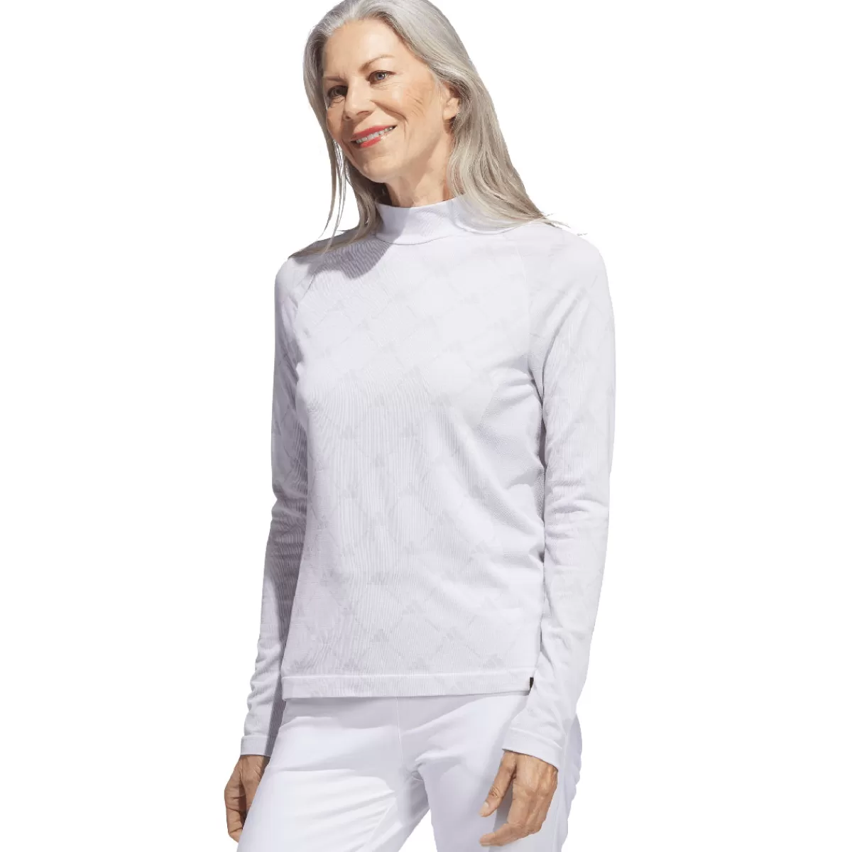 Best Sale adidas Golf Adidas Ultimate365 Tour Monogram Mock Neck Long Sleeve Golf Base Layer White