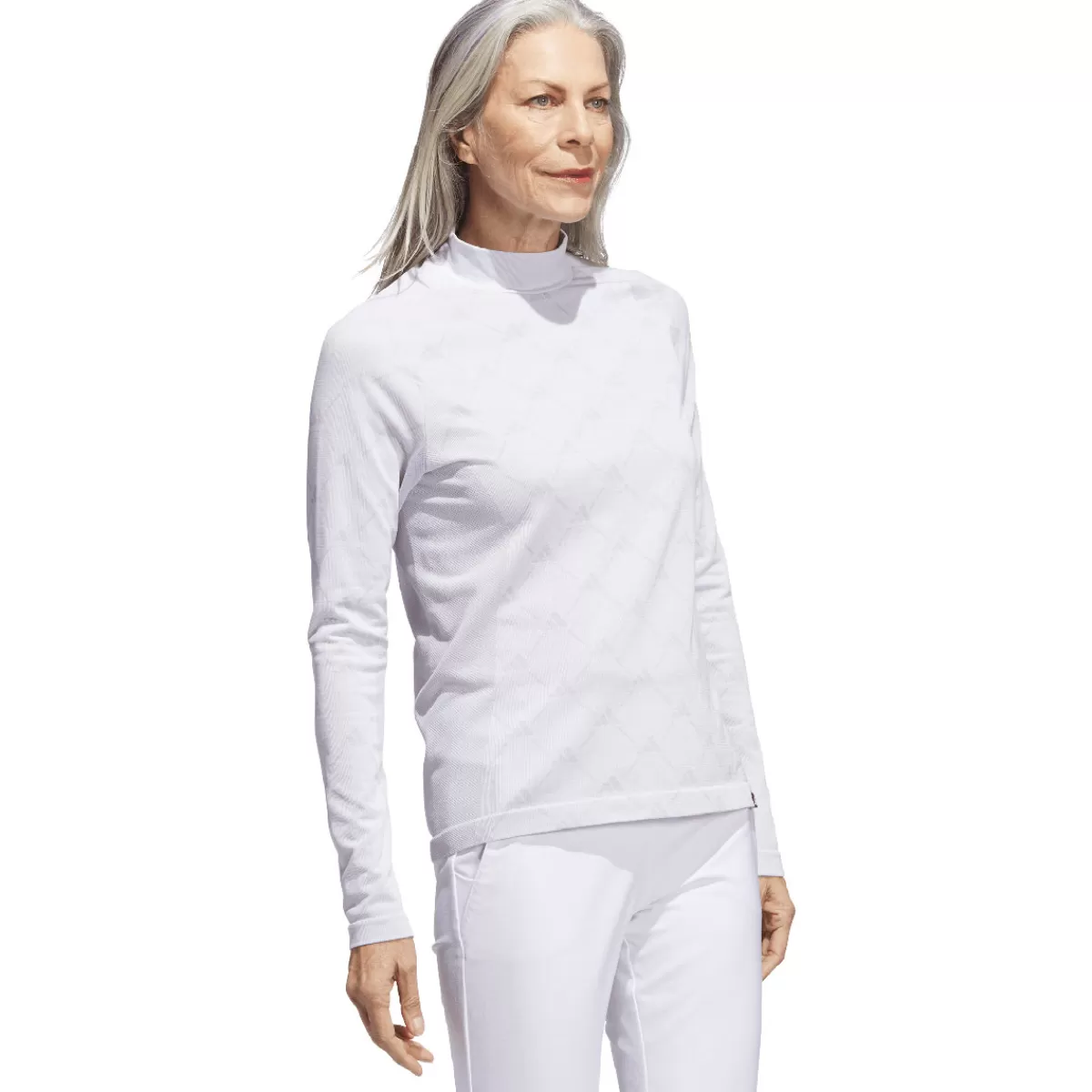 Best Sale adidas Golf Adidas Ultimate365 Tour Monogram Mock Neck Long Sleeve Golf Base Layer White