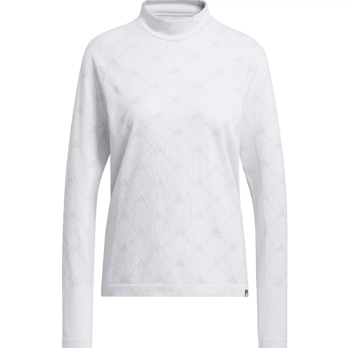 Best Sale adidas Golf Adidas Ultimate365 Tour Monogram Mock Neck Long Sleeve Golf Base Layer White