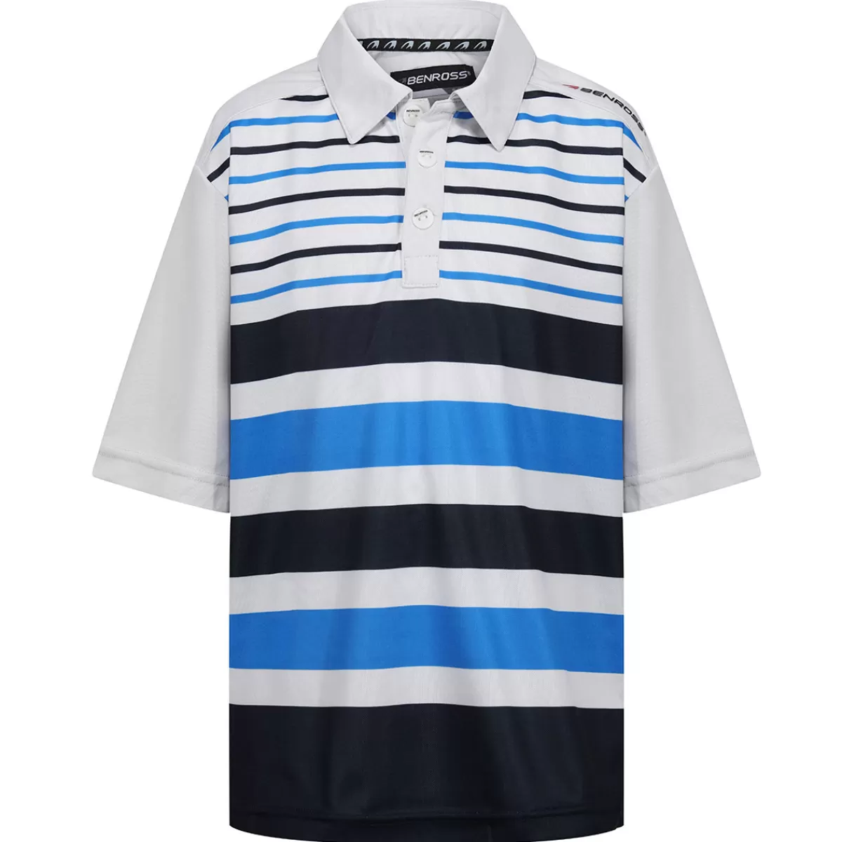 Store Benross Junior Colour Block Stripe Stretch Golf Polo Shirt White/Navy