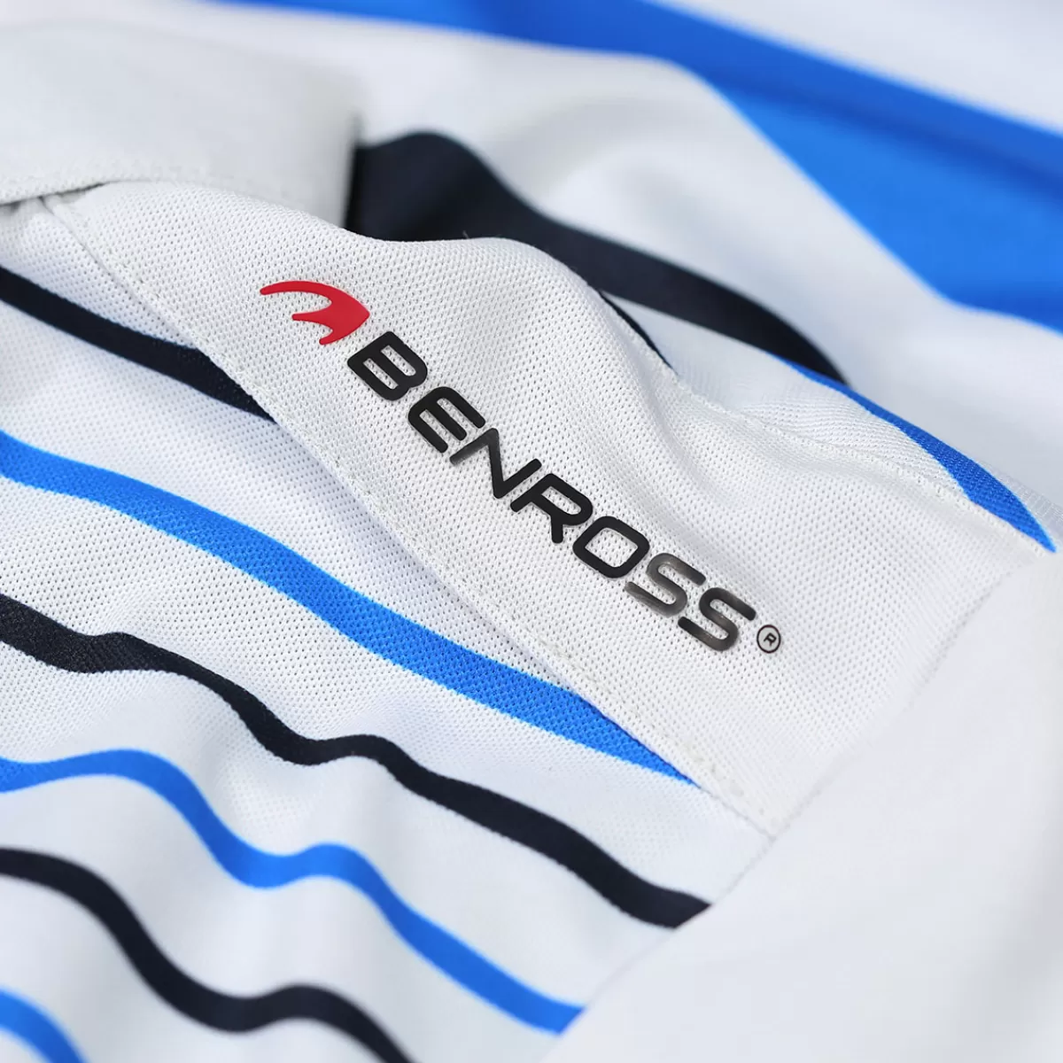 Store Benross Junior Colour Block Stripe Stretch Golf Polo Shirt White/Navy
