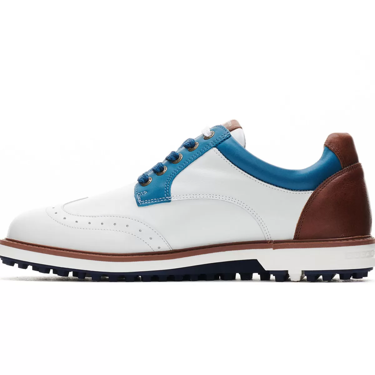 Flash Sale Duca Del Cosma Men's Eldorado Waterproof Spikeless Golf Shoes White/Blue/Cognac