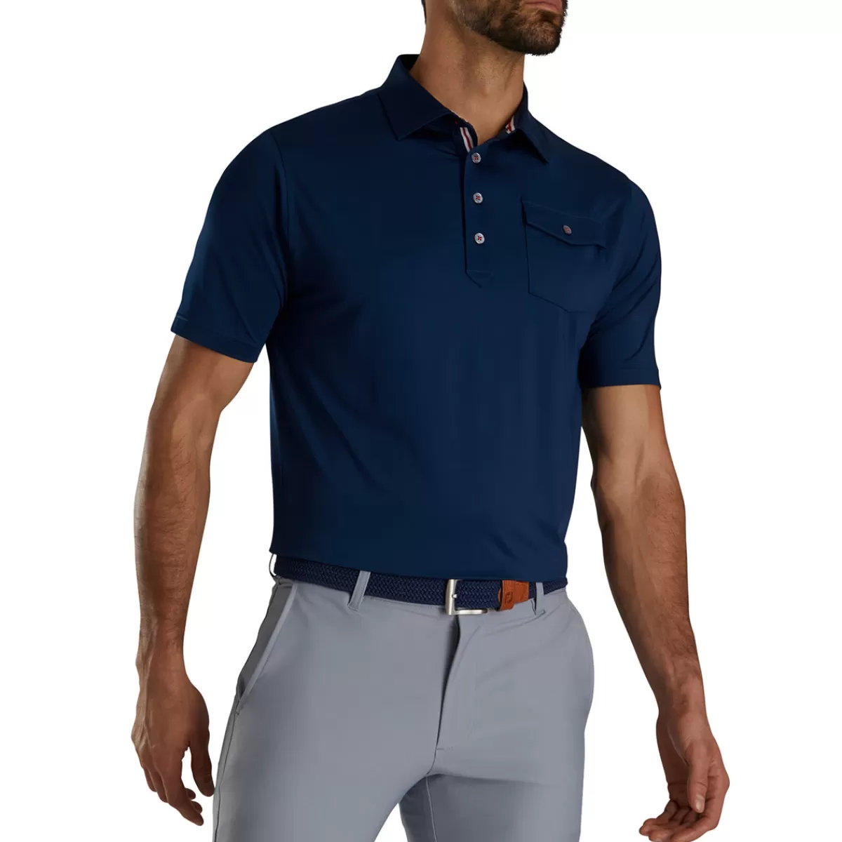 Flash Sale FootJoy Men's Centennial Collection Lisle Chest Pocket Golf Polo Shirt Navy Blue