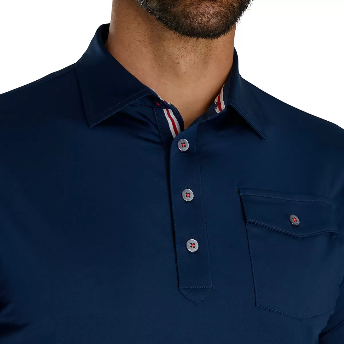 Flash Sale FootJoy Men's Centennial Collection Lisle Chest Pocket Golf Polo Shirt Navy Blue