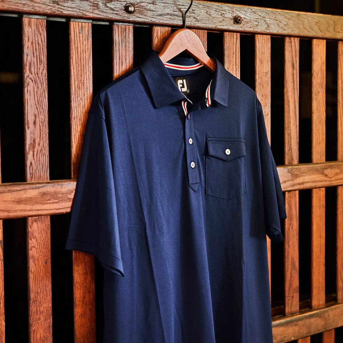 Flash Sale FootJoy Men's Centennial Collection Lisle Chest Pocket Golf Polo Shirt Navy Blue