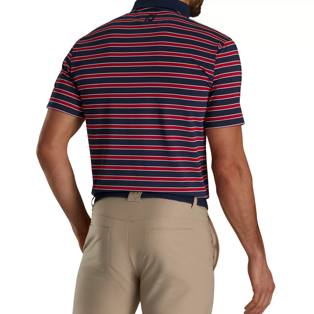 New FootJoy Men's Centennial Collection Lisle Stripe Golf Polo Shirt Red/White/Blue