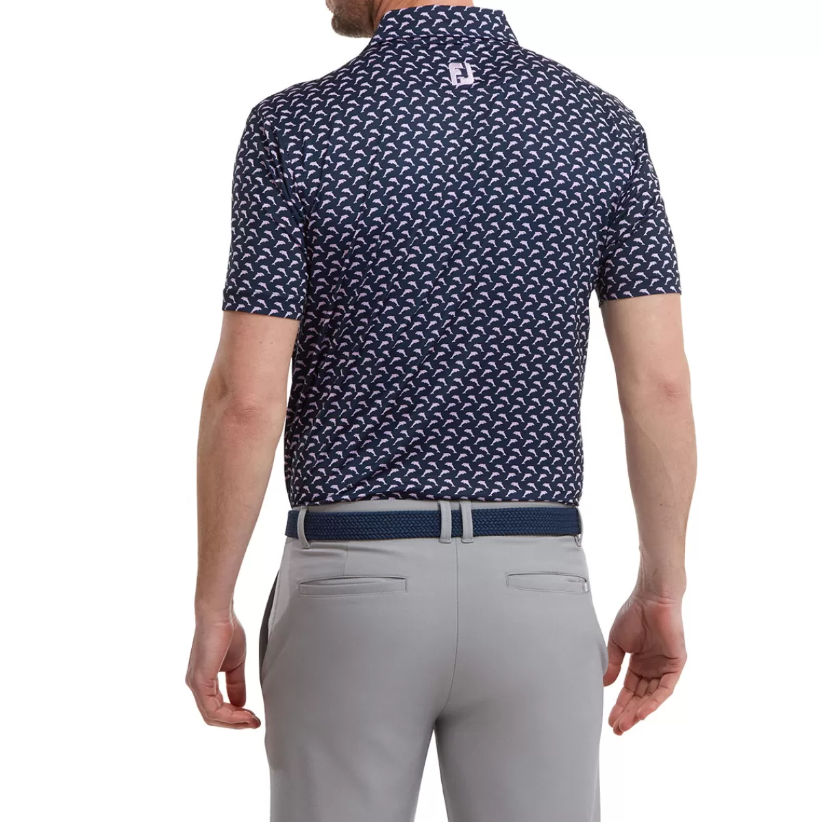 Clearance Men's Leaping Dolphins Print Lisle Stretch Golf Polo Shirt Men Men's Golf Polo Shirts