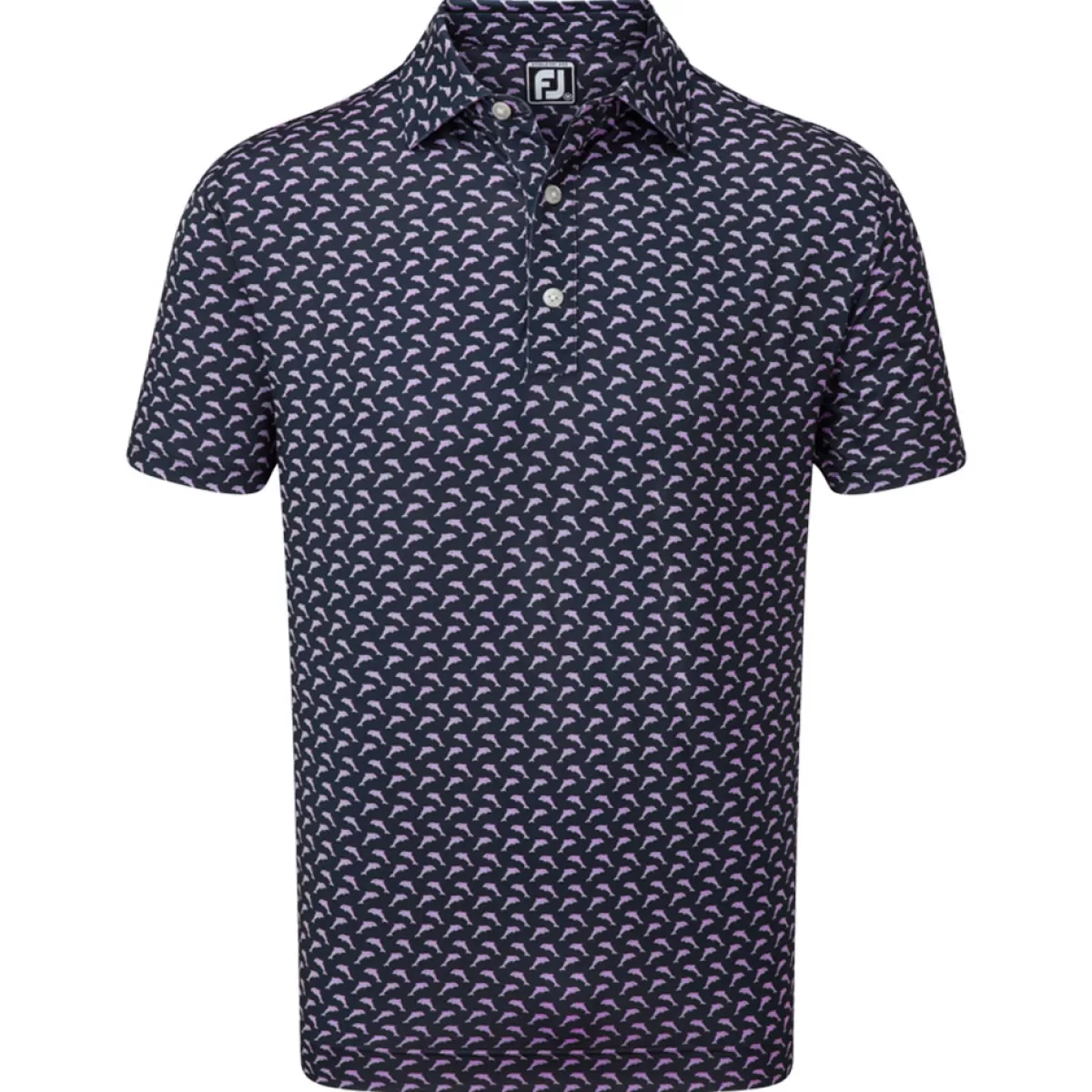 Clearance Men's Leaping Dolphins Print Lisle Stretch Golf Polo Shirt Men Men's Golf Polo Shirts