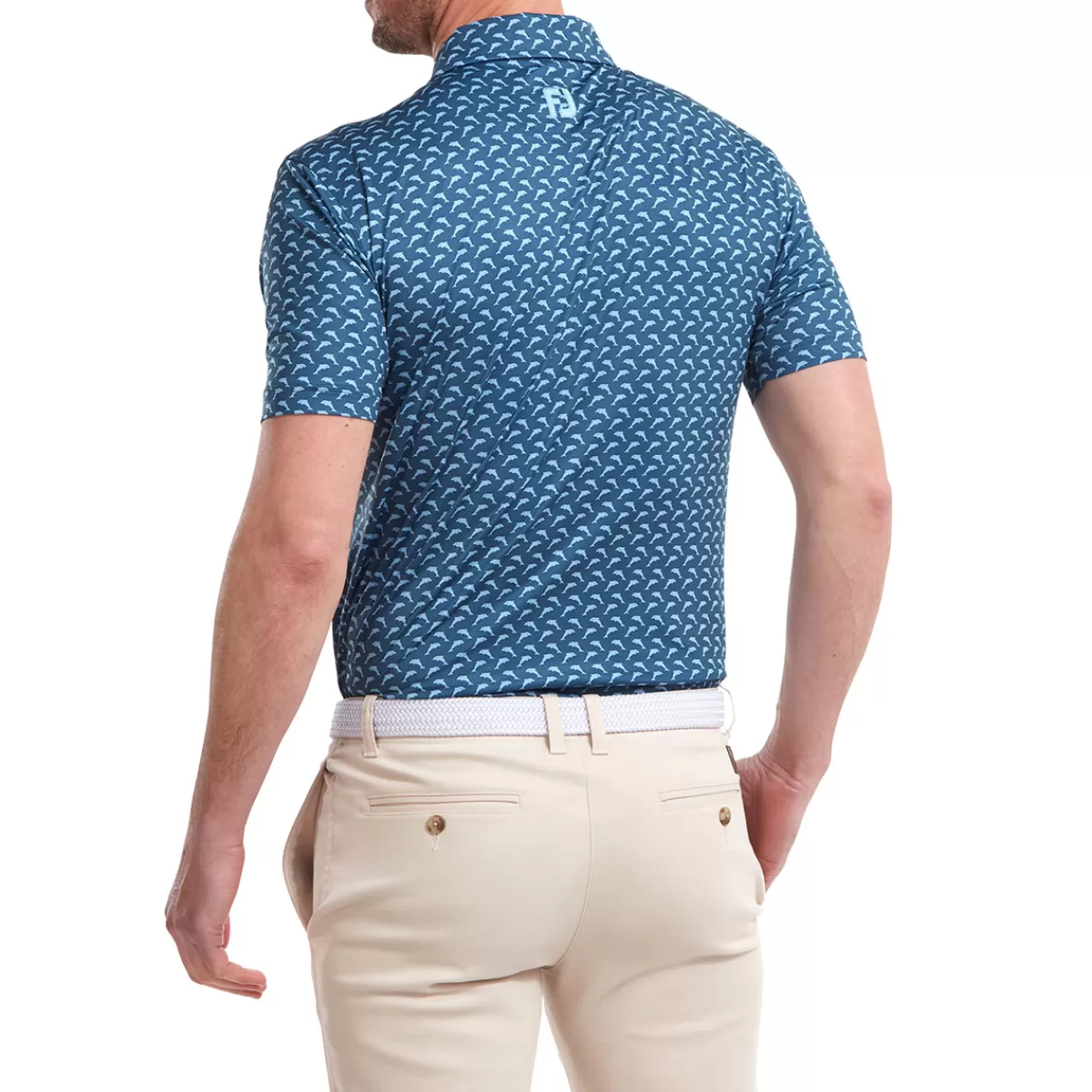 Clearance Men's Leaping Dolphins Print Lisle Stretch Golf Polo Shirt Men Men's Golf Polo Shirts