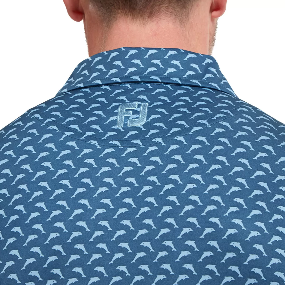Clearance Men's Leaping Dolphins Print Lisle Stretch Golf Polo Shirt Men Men's Golf Polo Shirts