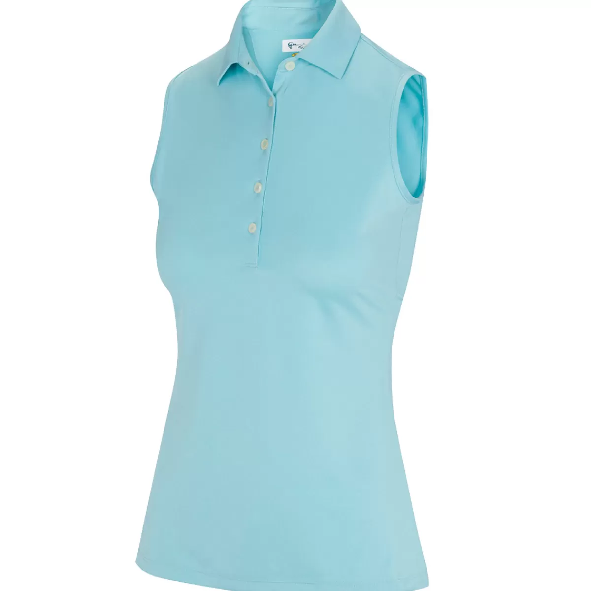 Store Greg Norman Ladies Freedom Pique Sleeveless Golf Polo Shirt