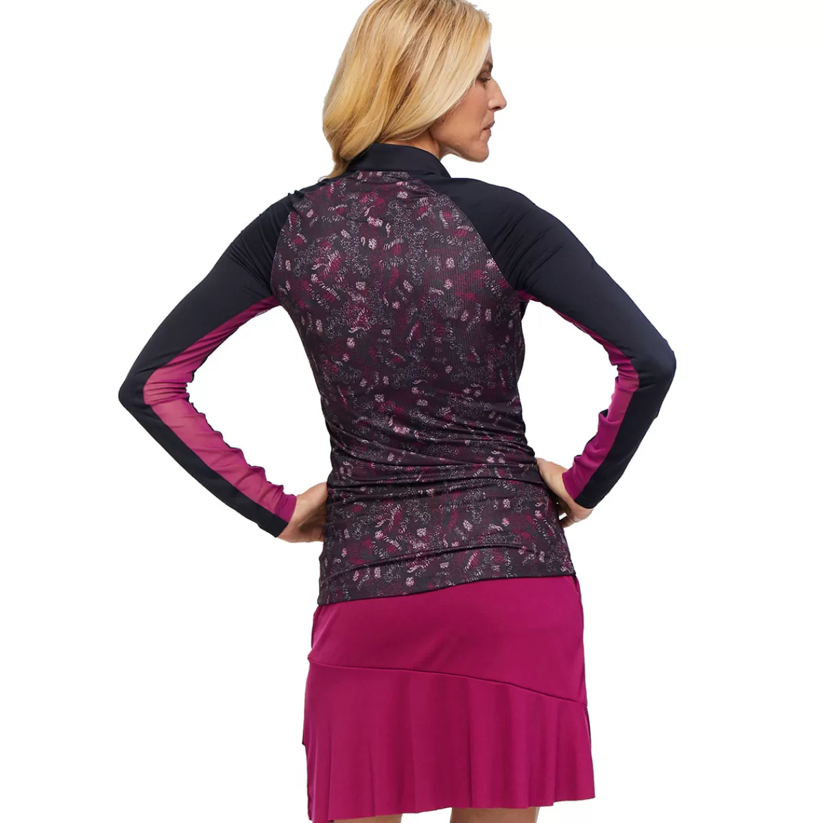 Best Sale Greg Norman Ladies Monet Print Half Zip Golf Midlayer