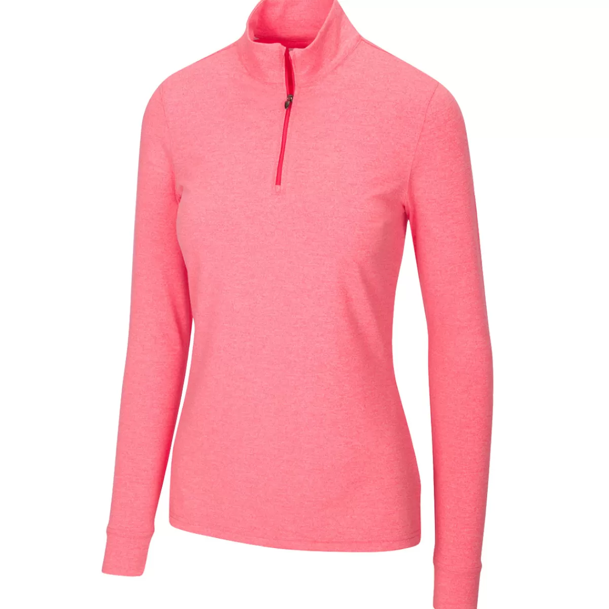 Flash Sale Greg Norman Ladies Peached Heather Half Zip Golf Midlayer Field Poppy Heather