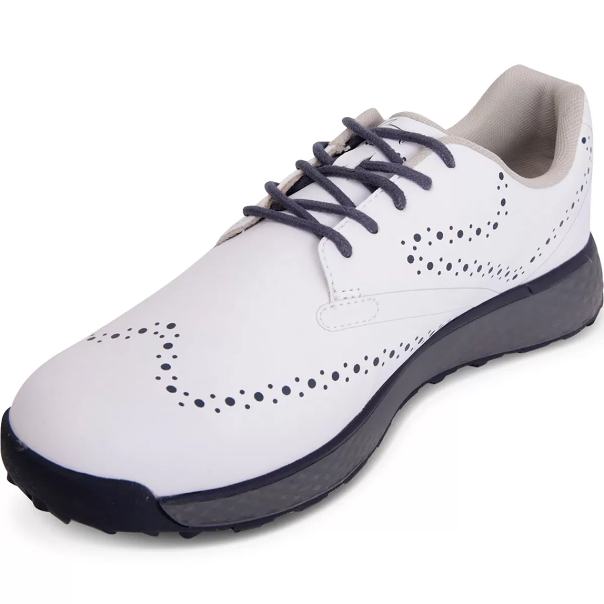 Cheap Greg Norman Men's Sport Brogue Waterproof Spikeless Golf Shoes White/Navy