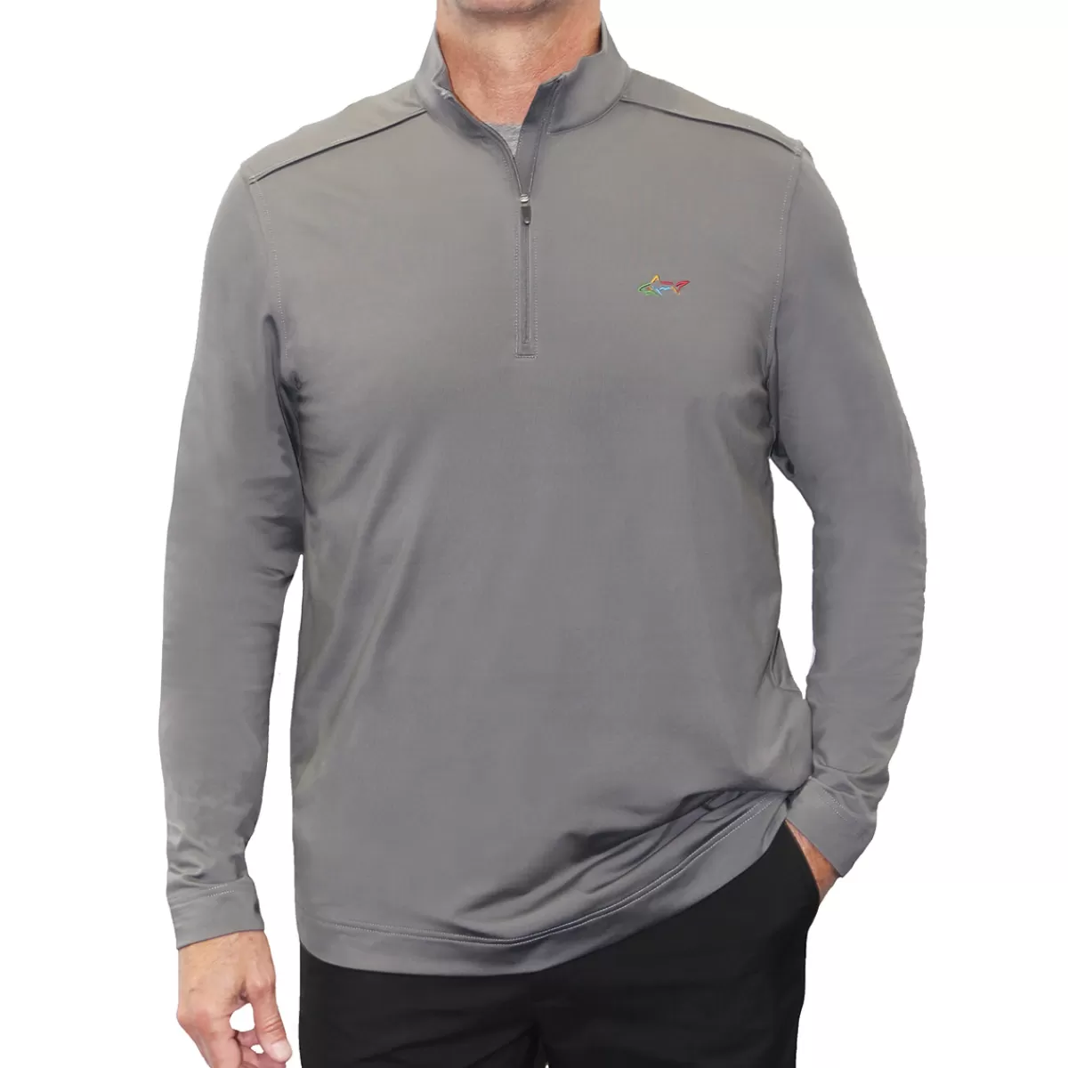 New Men's Tech Solid Microfleece Half Zip Golf Midlayer Men Men's Golf Sweaters