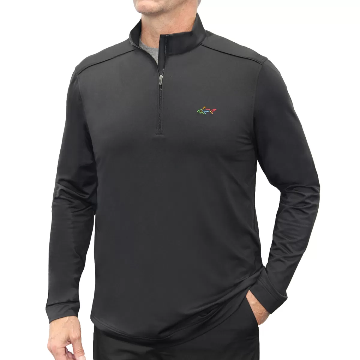 New Men's Tech Solid Microfleece Half Zip Golf Midlayer Men Men's Golf Sweaters