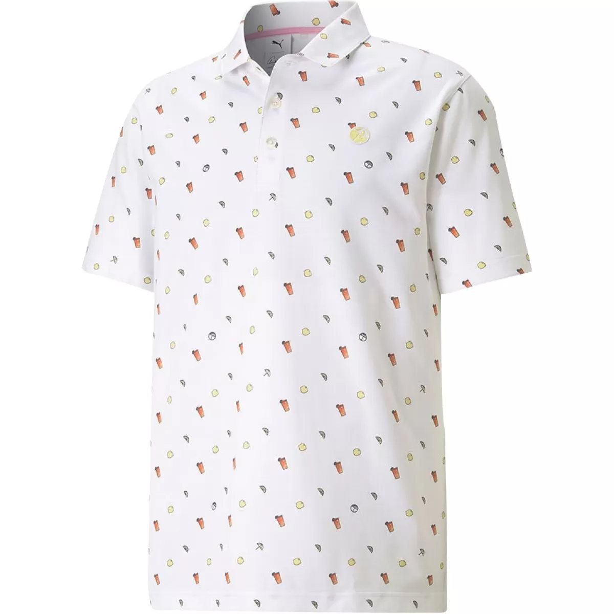 Cheap PUMA Golf Puma Men's Arnold Palmer Cloudspun Lemons Stretch Golf Polo Shirt Bright White
