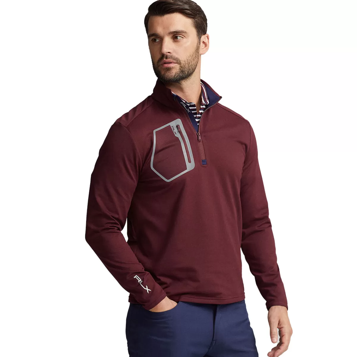Online Men's Luxury Jersey Quarter Zip Golf Mid Layer Men Men's Golf Sweaters