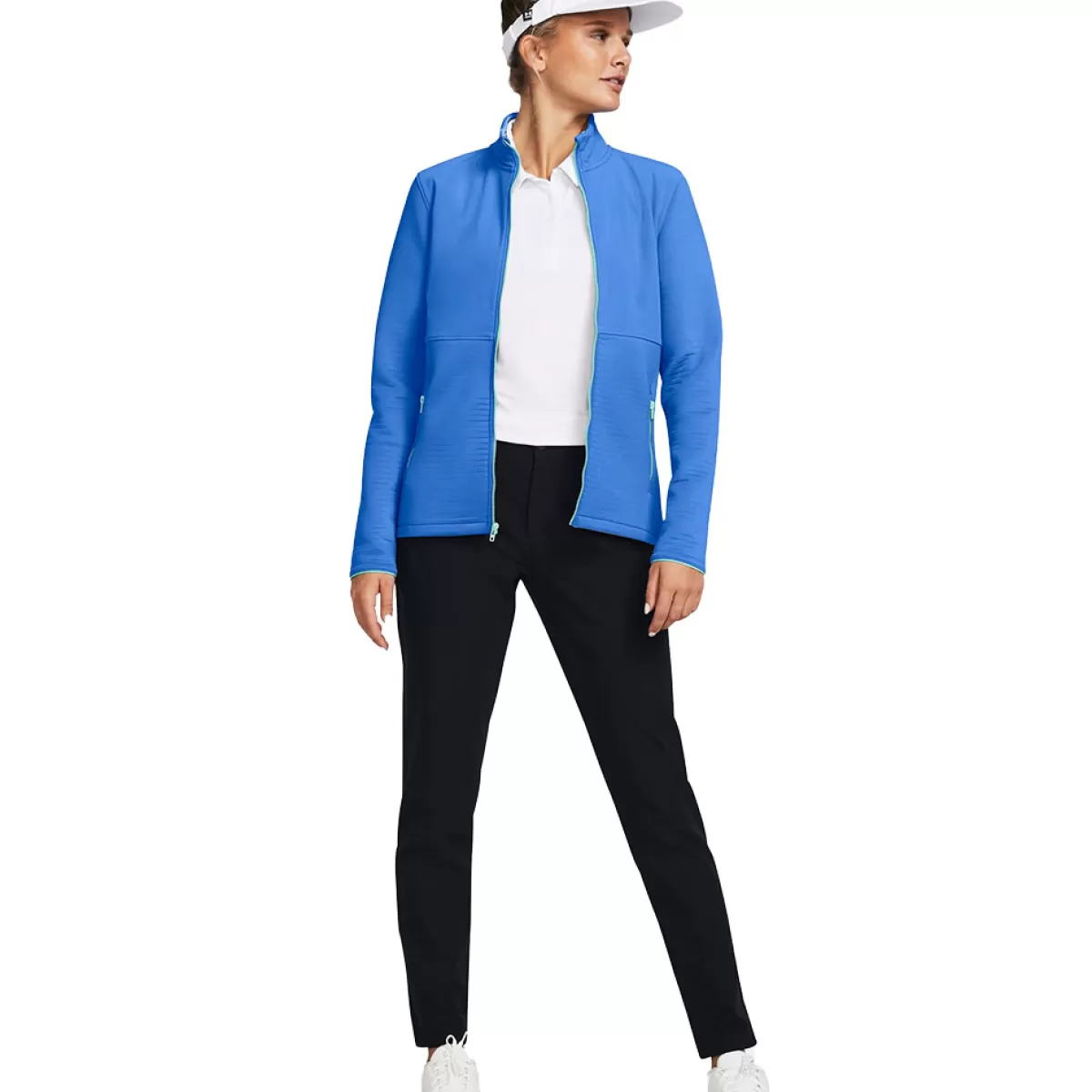Best Sale Under Armour Ladies Storm Daytona Full Zip Golf Jacket Water/Neo Turquoise/Silver