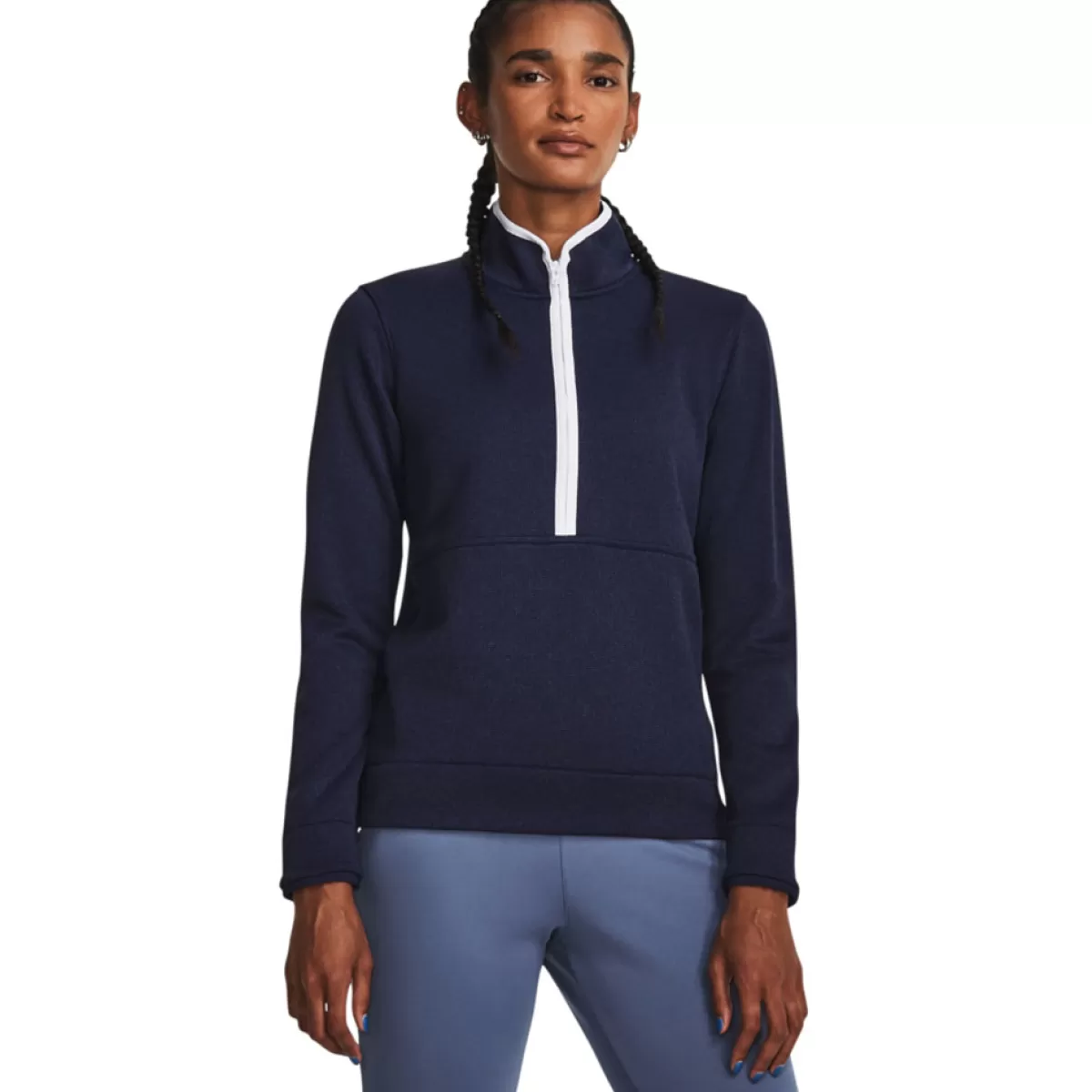 Best Sale Under Armour Ladies Storm Sweaterfleece Half Zip Mid Layer Midnight Navy/White/Met Silver
