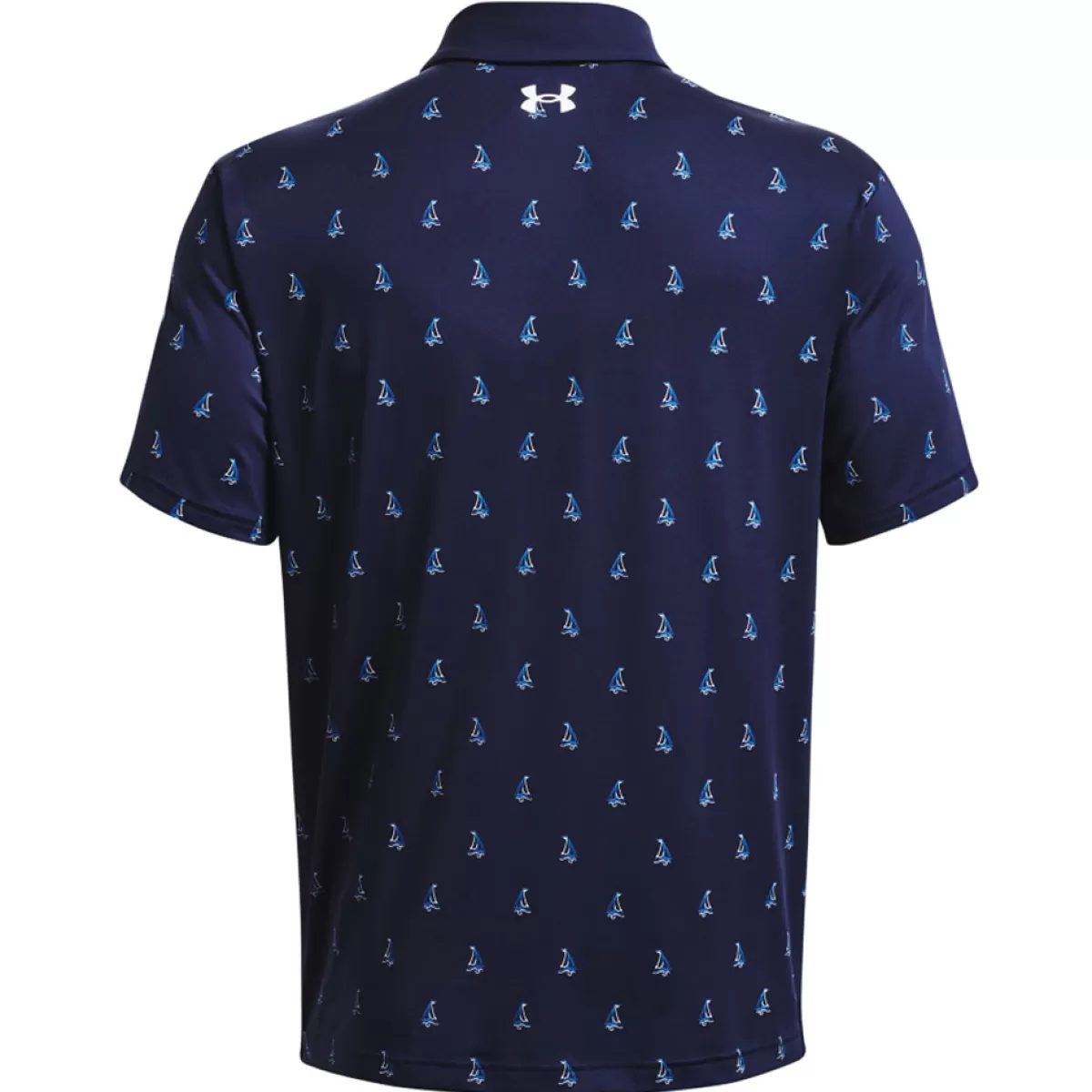 New Under Armour Men's Playoff 3.0 Boats Print Golf Polo Shirt Midnight Navy/White/White