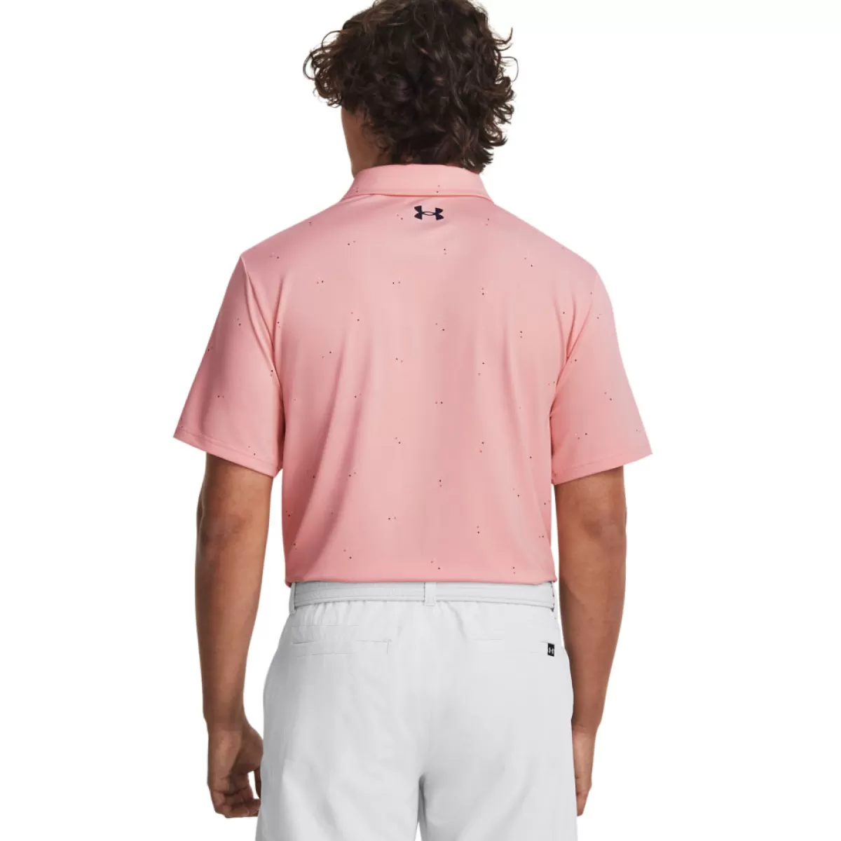 Best Sale Under Armour Men's Playoff 3.0 Scatter Printed Golf Polo Shirt Pink/White/Navy
